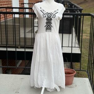 Free People Maxi Dress Gauze Ivory White embroidered Size Small